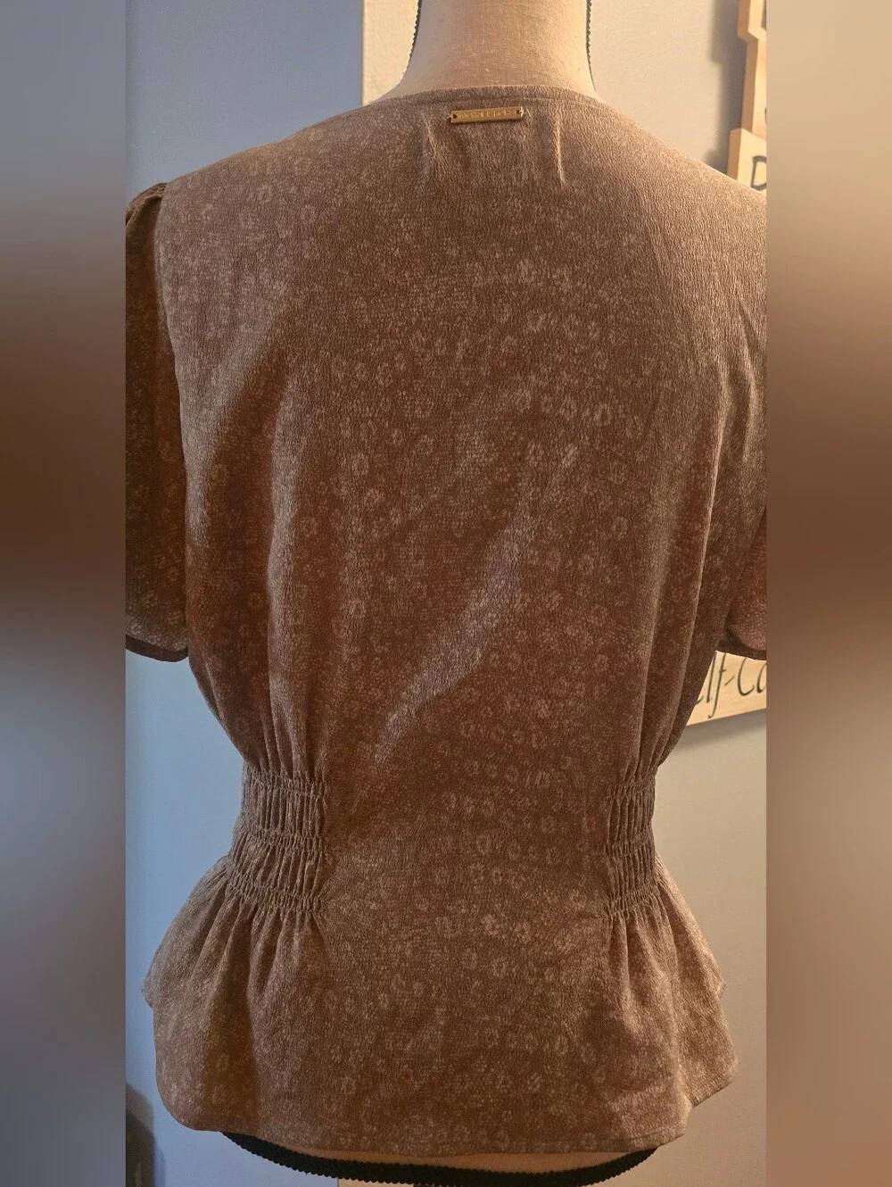 Michael Kors Tan  Short Sleeve Peplum Top